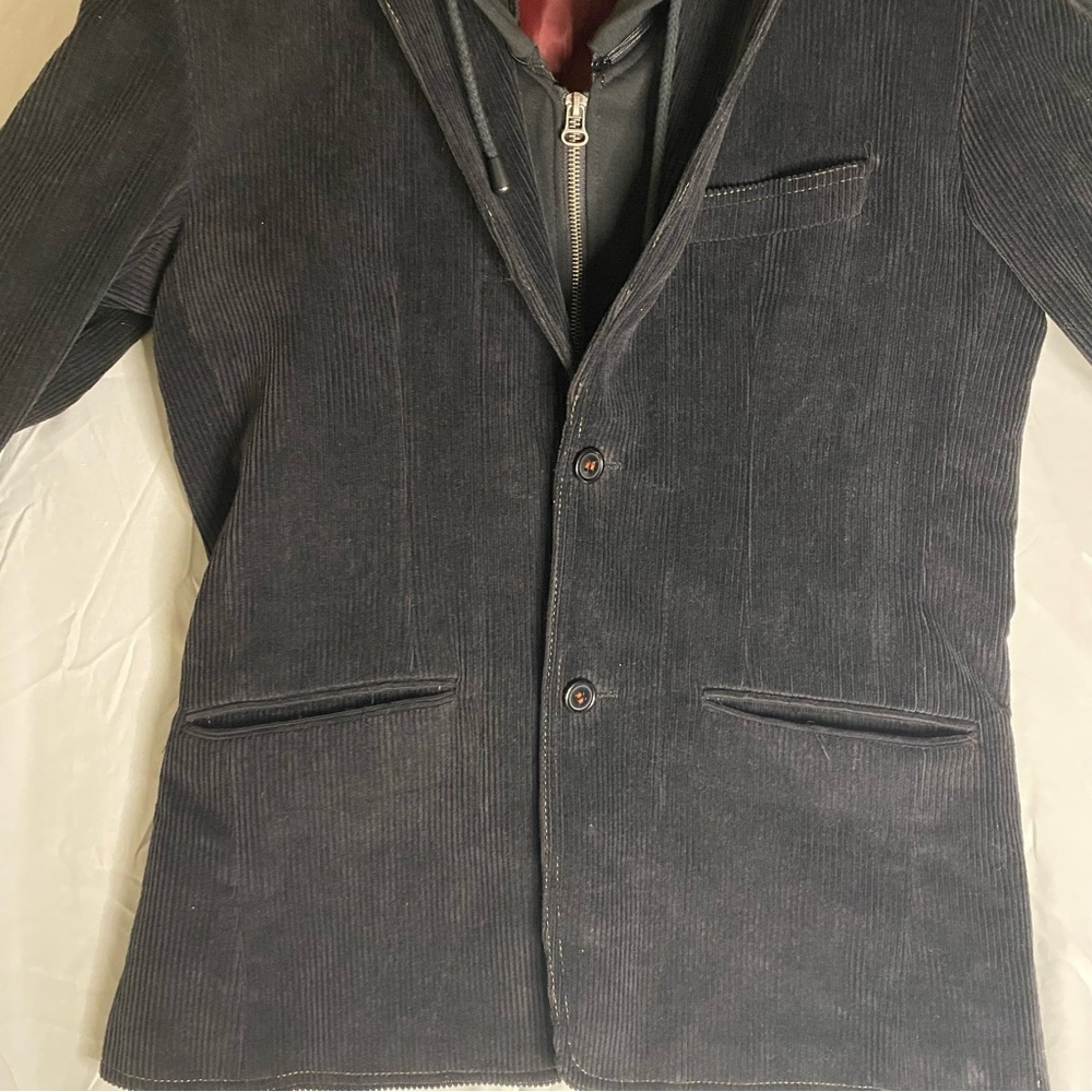 Toku Black Corduroy Hooded Jacket Coat Satin Dragon Liner Painted Lions Mens S‎ - Picture 6 of 12